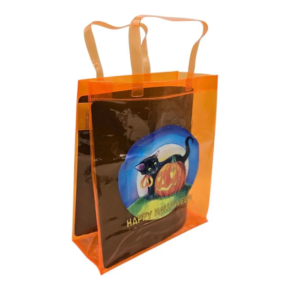 2004 Barnes & Noble Halloween Trick Treat Black Cat Pumpkin Rare Vinyl Tote Bag